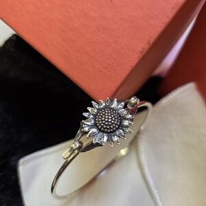 Retired James Avery Wildflower Hook On Bracelet 925 Ster Silver Bronze Jewelry 7